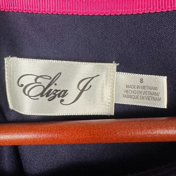 Eliza J Shift Dress 1/2 Sleeves Boatneck Floral Polka Dots Womens Size 8 - Picture 3 of 5